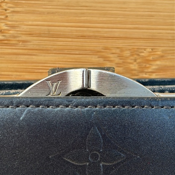 Louis Vuitton Vernis Porte Monnaie Viennois Bifold Kiss Lock Vintage Wallet Blue - Picture 4 of 16